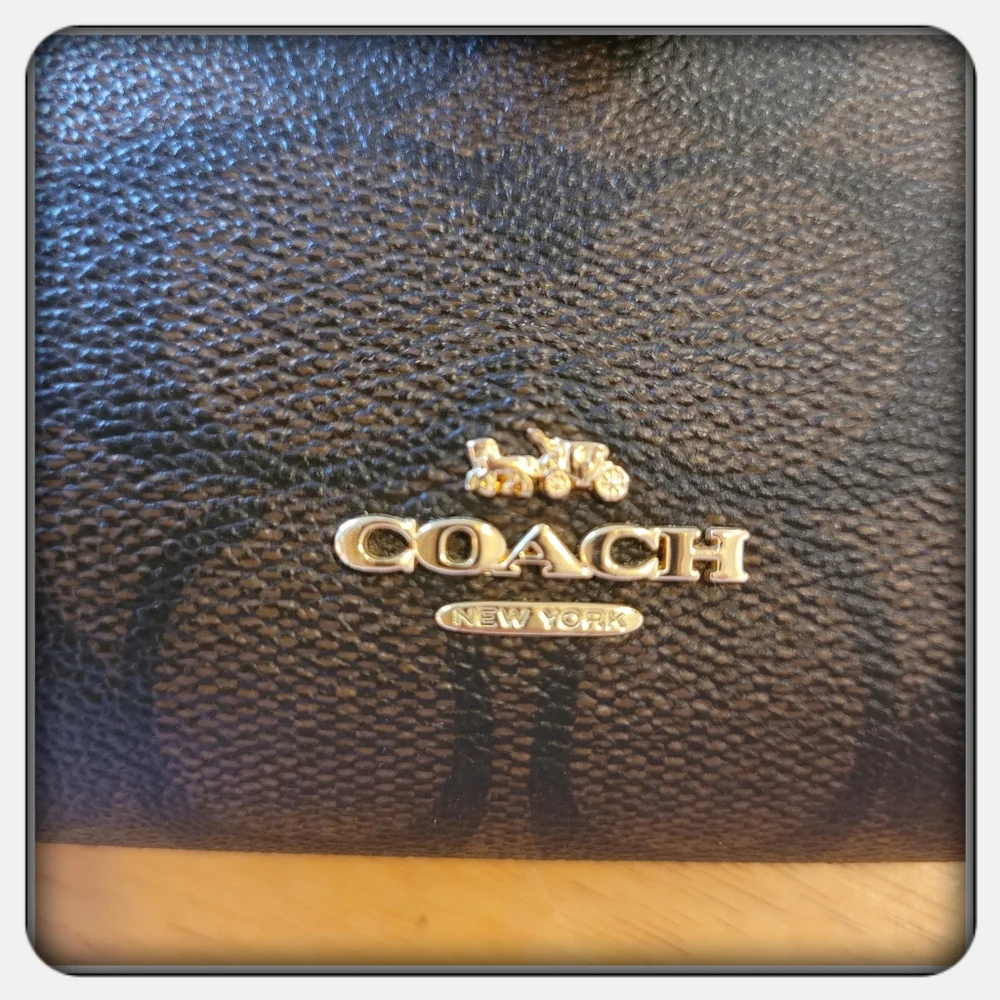 EUC Coach Brown Metallic Berry Medium Corner Zip Wallet